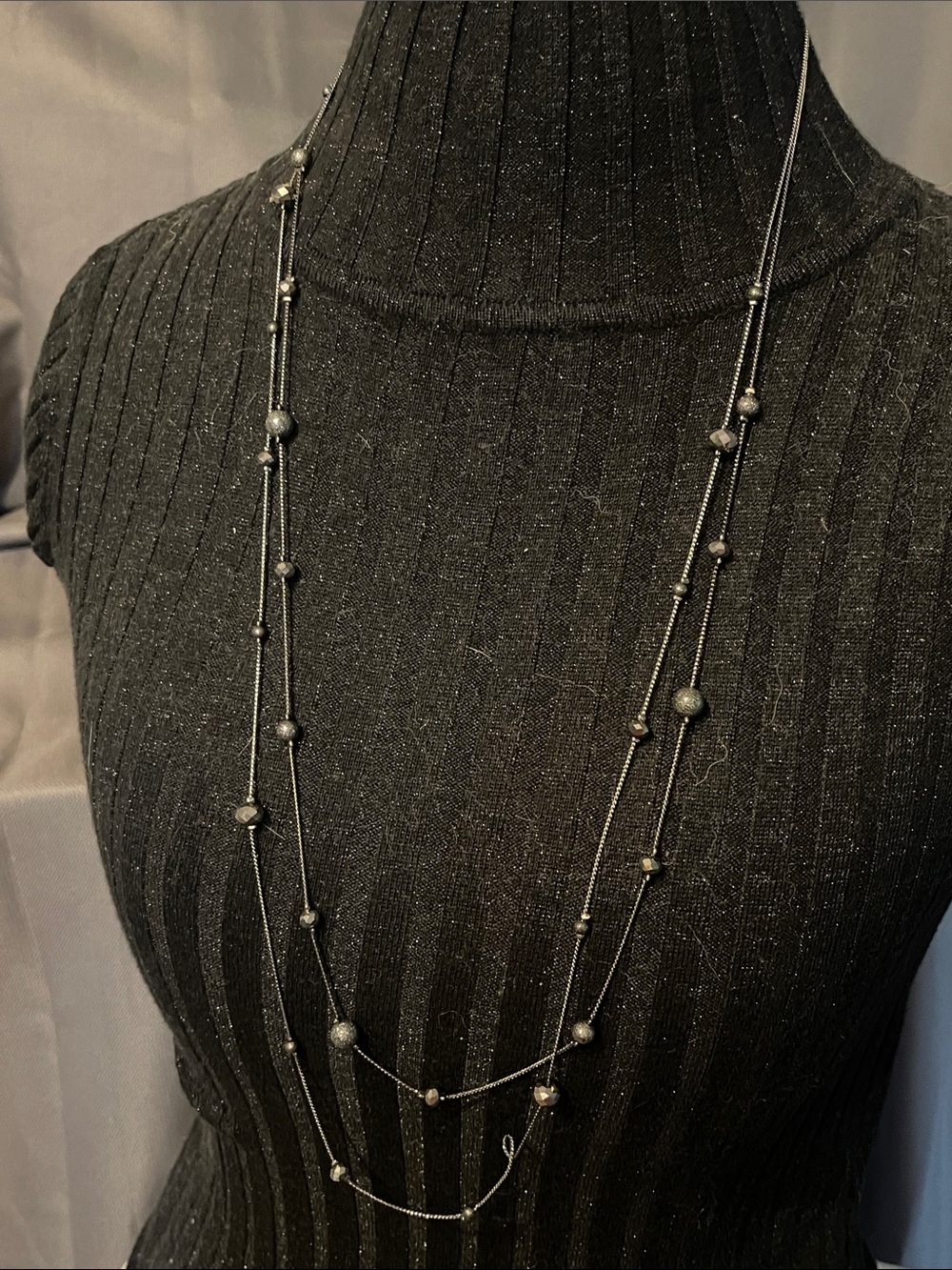 Elegant Black Beaded Layered Necklace loft outlet